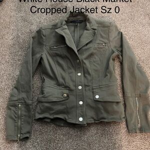 White House Black Market Olive Cropped Jacket Sz 0